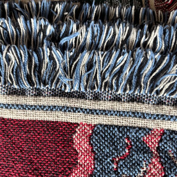 Vintage Goodwin Weavers Lighthouse Themed Fringed Throw - Picture 5 of 15